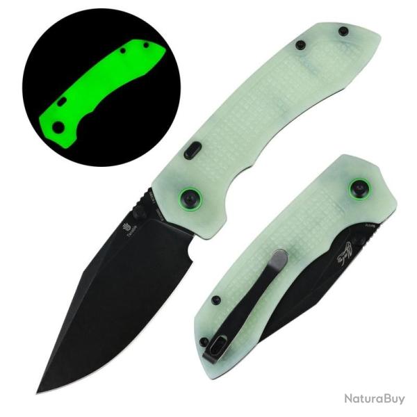 Couteau Tenable Entity Lame Acier 14C28N Manche G10 Vert Phosphorescent Top Liner Lock B1036H2