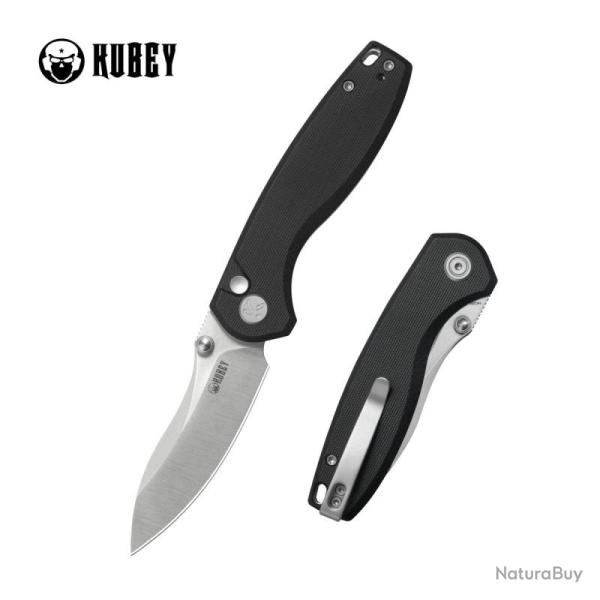 Couteau Pliant Kubey Pard Lame Acier 14C28N Manche G10 Noir Button Lock KUB423A