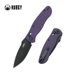 Couteau Pliant Kubey Pebble Lame Acier 14C28N Manche G10 Violet Crossbar Lock KUB481D