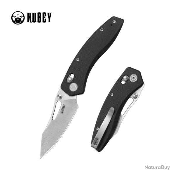 Couteau Pliant Kubey Caiman Lame Acier 14C28N Manche G10 Noir Crossbar Lock KUB421G