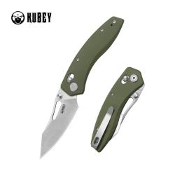 Couteau Pliant Kubey Caiman Lame Acier 14C28N Manche G10 Vert Olive Crossbar Lock KUB421I