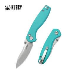 Couteau Pliant Kubey Pard Lame Acier 14C28N Manche G10 Bleu Button Lock KUB423B