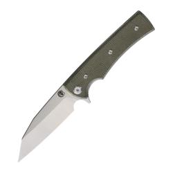Couteau Chaves Sangre Street Wharncliffe Lame Acier Elmax Manche Micarta Vert Linerlock CHAV14466