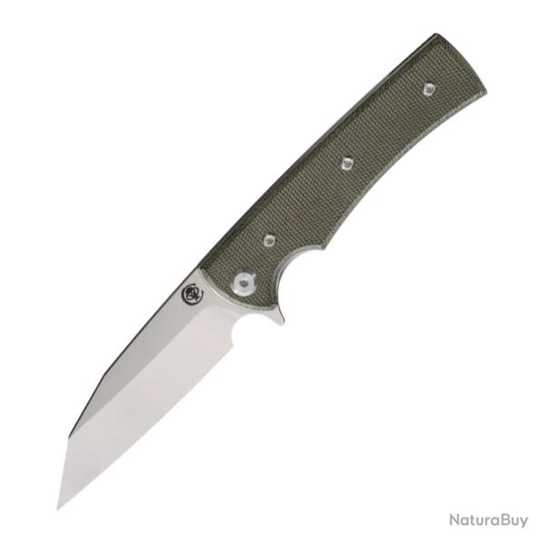 Couteau Chaves Sangre Street Wharncliffe Lame Acier Elmax Manche Micarta Vert Linerlock CHAV14466