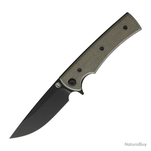 Couteau Chaves Liberation Street Drop Point Lame Acier Elmax Noire Manche Micarta Vert CHAV14464