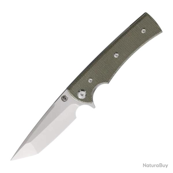 Couteau Chaves Liberation Street Tanto Lame Acier Elmax Manche Micarta Vert Linerlock CHAV14463