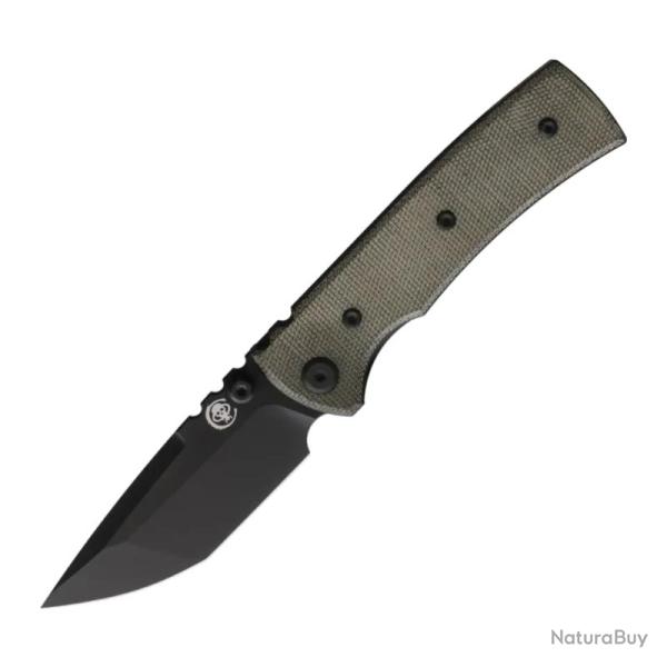 Couteau Chaves Redencion Street Tanto Lame Acier Elmax Noire Manche Micarta Vert Linerlock CHAV14461