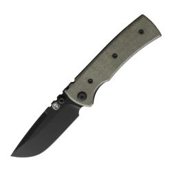 Couteau Chaves Redencion Street Drop Point Lame Acier Elmax Noire Manche Micarta Vert CHAV14460