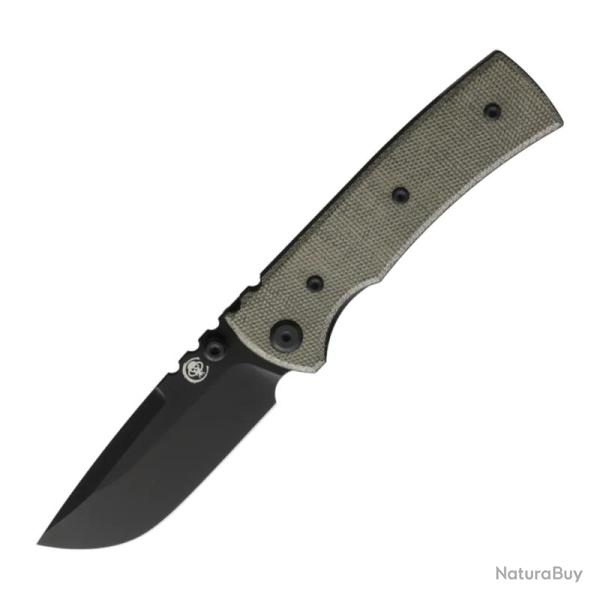 Couteau Chaves Redencion Street Drop Point Lame Acier Elmax Noire Manche Micarta Vert CHAV14460