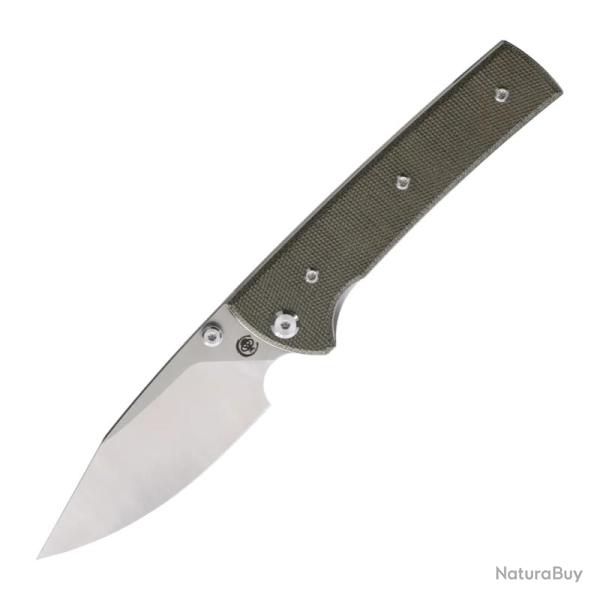 Couteau Chaves Scapegoat 229 Spear Point Lame Acier Elmax Manche Micarta Vert Linerlock CHAV14456