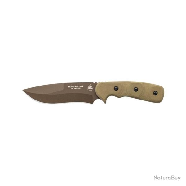Couteau TOPS Knives Mountain Lion Field Edition Lame Acier 1095 Manche Micarta �tui Kydex TPMTLN02