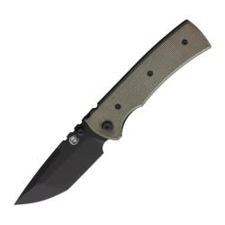 Couteau Chaves Redencion 229 Tanto Lame Acier Elmax Noire Manche Micarta Vert Linerlock CHAV14449
