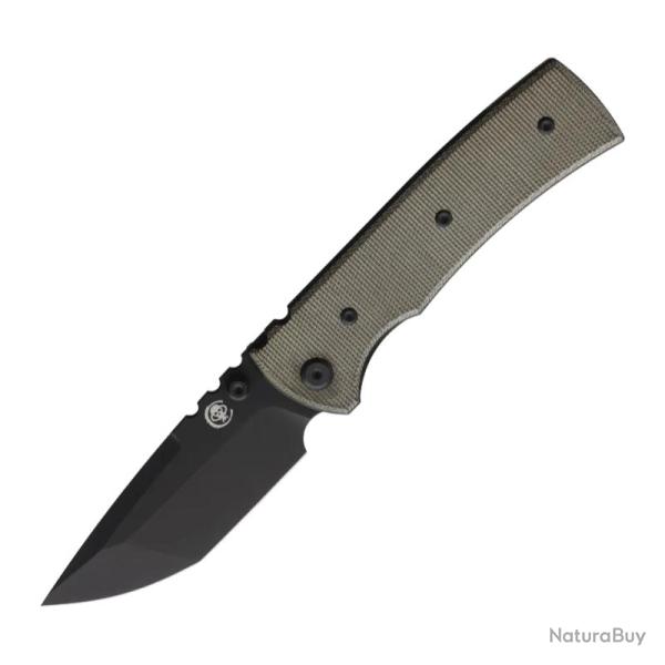 Couteau Chaves Redencion 229 Tanto Lame Acier Elmax Noire Manche Micarta Vert Linerlock CHAV14449