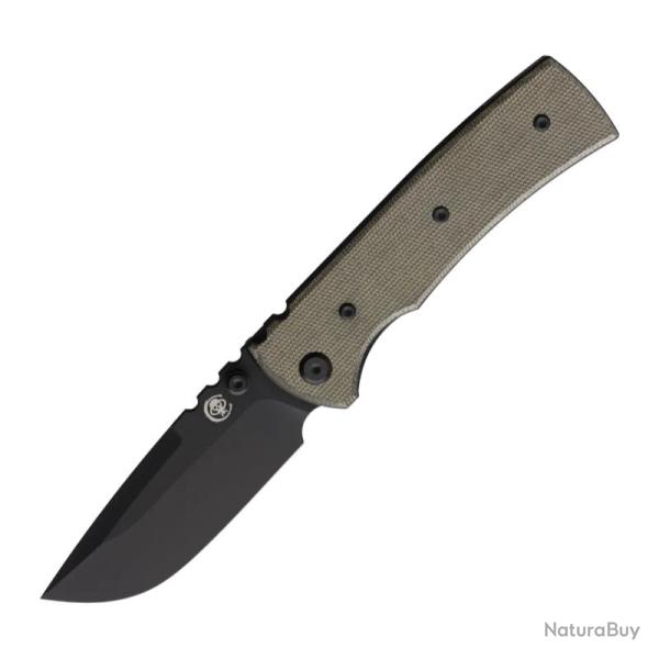 Couteau Chaves Redencion 229 Drop Point Lame Acier Elmax Noire Manche Micarta Vert CHAV14448