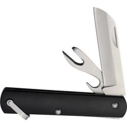 Couteau Pliant S-TEC Utility Folder Lame Inox Manche Synth&eacute;tique Noir STT20319