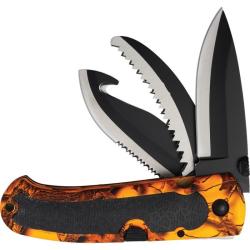 Couteau Pliant S-TEC Three Blade Folder Lame Inox Manche Synth&eacute;tique Orange Camouflage STT20317