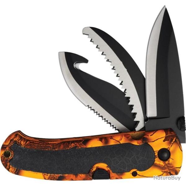 Couteau Pliant S-TEC Three Blade Folder Lame Inox Manche Synth�tique Orange Camouflage STT20317