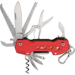 Couteau Multi-outils S-TEC Multi Function Lame Inox Manche Aluminium Rouge Slip Joint STT200406RD
