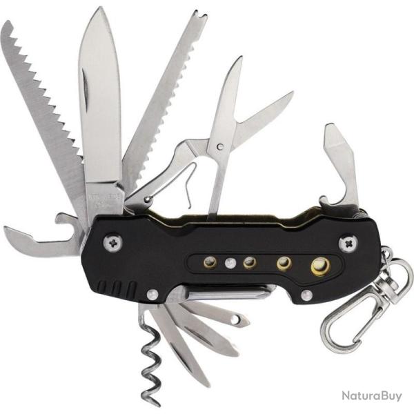 Couteau Multi-outils S-TEC Multi Function Lame Inox Manche Aluminium Noir Slip Joint STT200406BK