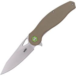 Couteau Pliant S-TEC TS502 Lame Acier 14C28N Sandvik Manche G10 Kaki Linerlock STTS502K