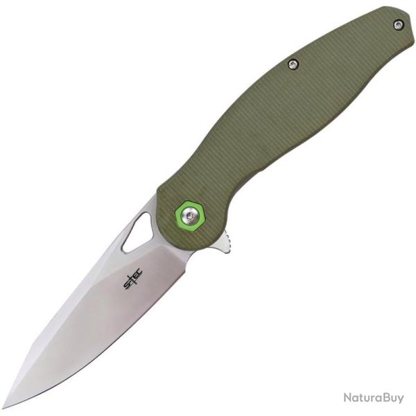 Couteau Pliant S-TEC TS502 Lame Acier 14C28N Sandvik Manche G10 Vert Linerlock STTS502GN