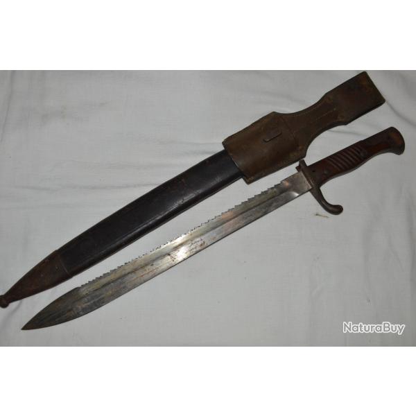 BAIONNETTE MAUSER MODELE 1898/05 PIONNIER (LAME A SCIE)-1� TYPE FOURREAU EN CUIR-GUERRE 1914/1918
