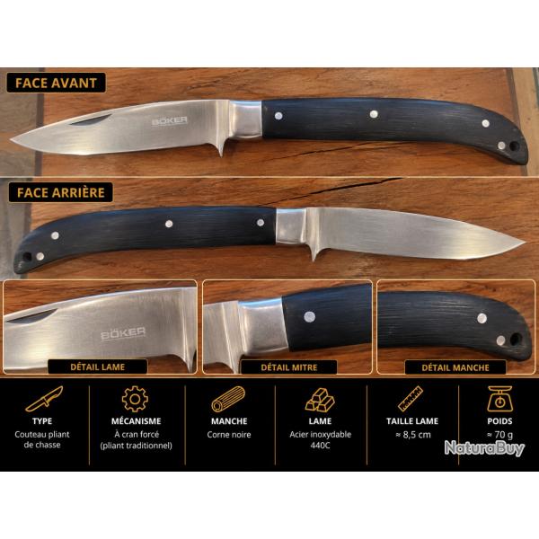 Couteau pliant B�ker - G10 noir - Acier 440C