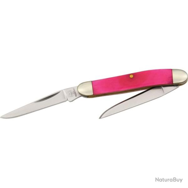 Mini Couteau Pliant Rough Rider Mini Muskrat Lame Acier 440 Manche Os Rose Slip Joint RR841