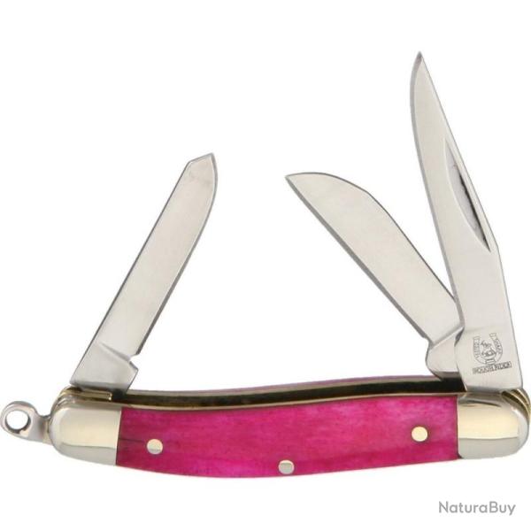 Mini Couteau Pliant Rough Rider Tiny Stockman Lame Acier 440 Manche Os Rose Slip Joint RR840