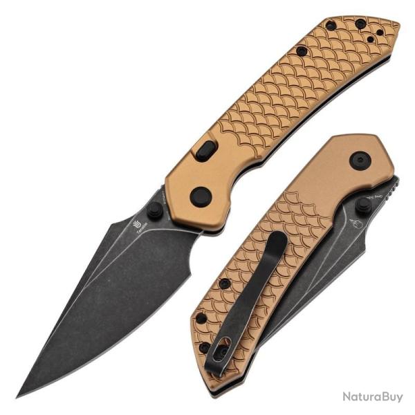 Couteau Pliant Tenable Fenrir Lame Acier Nitro-V Manche Aluminium Bronze texture �cailles B1034H11