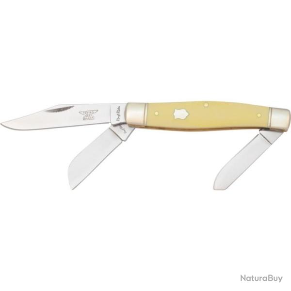 Couteau Pliant Rough Rider Large Stockman Lame Acier 440 Manche Synth�tique Jaune Slip Joint RR603