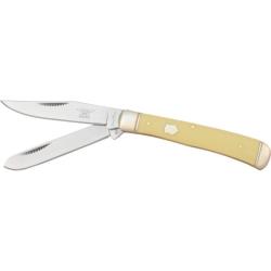 Couteau Pliant Rough Rider Trapper Lame Acier Inoxydable Manche Synth&eacute;tique Jaune Slip Joint RR597