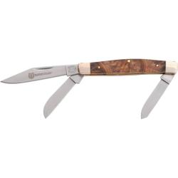 Couteau Pliant Rough Rider Stockman Lame Acier 440 Manche Bois Marron Slip Joint RR261