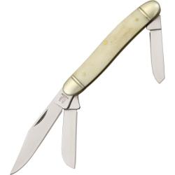 Couteau Pliant Rough Rider Stockman Lame Acier 440 Manche Os Blanc Slip Joint RR206