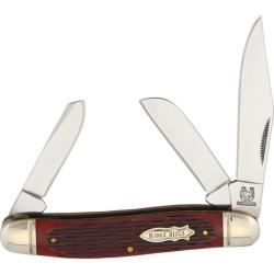 Couteau Pliant Rough Rider Stockman Lame Acier 440 Manche Os Rouge Slip Joint RR205