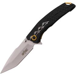 Couteau Pliant S-TEC T271286 Lame Inox Manche Aluminium Noir et Or Linerlock A/O STT271286