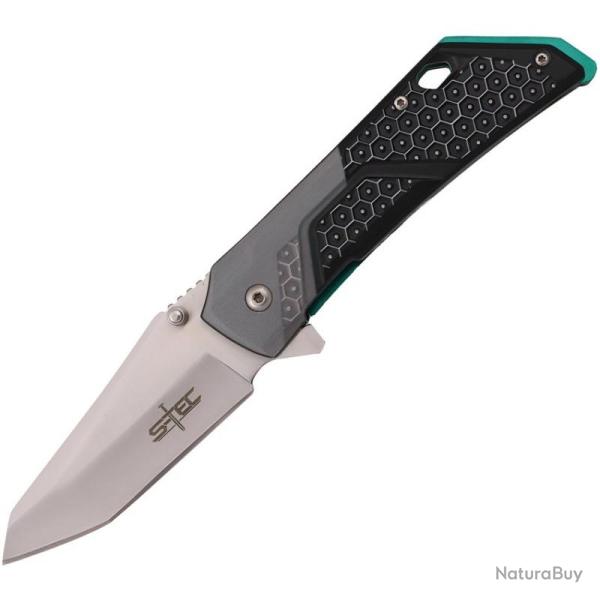 Couteau Pliant S-TEC T271280 Lame Inox Manche Aluminium Noir et Gris Linerlock A/O STT271280