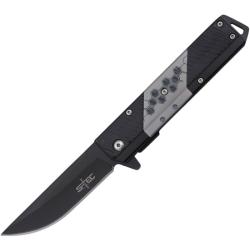 Couteau Pliant S-TEC T271279 Lame Inox Manche Aluminium Noir et Gris Linerlock A/O STT271279SL
