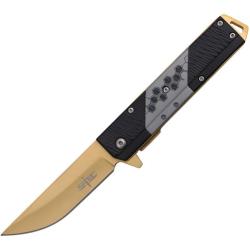 Couteau Pliant S-TEC T271279 Lame Inox Manche Aluminium Noir et Gris Linerlock A/O STT271279GD