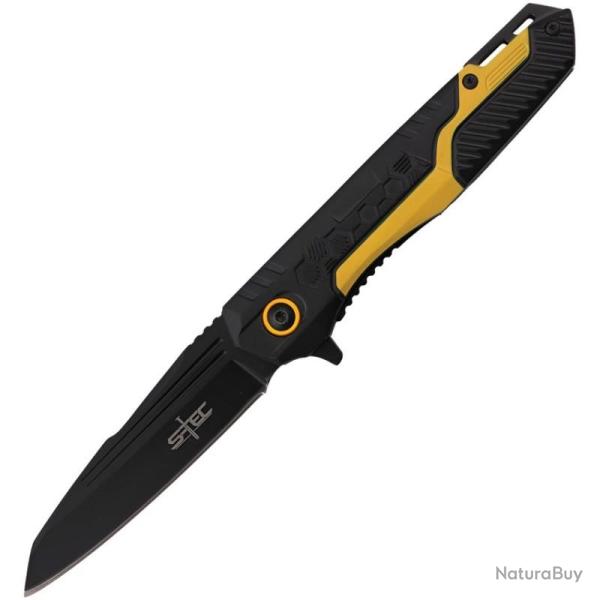 Couteau Pliant S-TEC T271278 Lame Inox Manche Aluminium Noir et Jaune Linerlock A/O STT271278BK