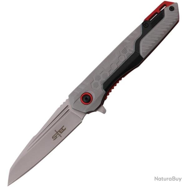 Couteau Pliant S-TEC T271278 Lame Inox Manche Aluminium Gris et Rouge Linerlock A/O STT271278