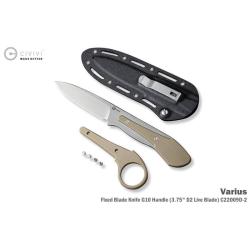 Couteau Fixe Civivi Varius Lame Acier D2 Manche G10 Tan Housse Kydex CIVC22009D2