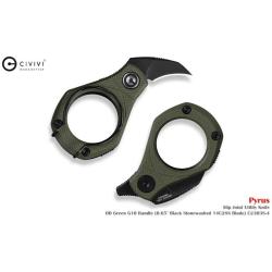 Couteau Pliant Civivi Pyrus Utility Lame Acier 14C28N Manche G10 Vert OD Slip Joint CIVC230384