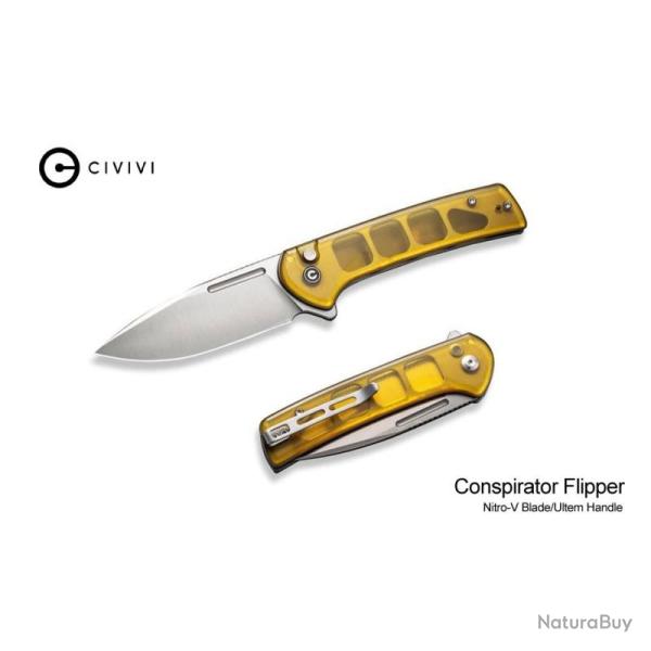 Couteau Pliant Civivi Conspirator Lame Satin�e Acier Nitro-V Manche Ultem Button Lock CIVC210065