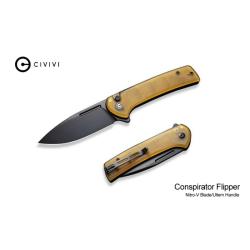 Couteau Pliant Civivi Conspirator Lame Noire Acier Nitro-V Manche Ultem Button Lock CIVC210066