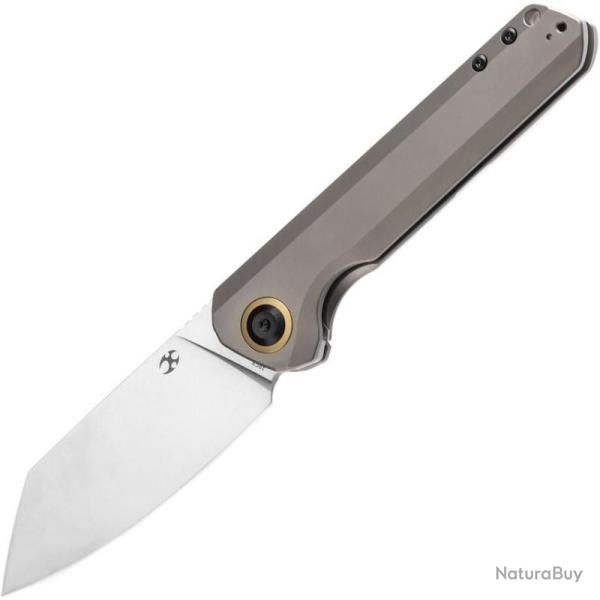 Couteau Pliant Kansept Bulldozer Lame Acier CPM 20CV Satin Manche Titane Bronze Framelock K1028A4