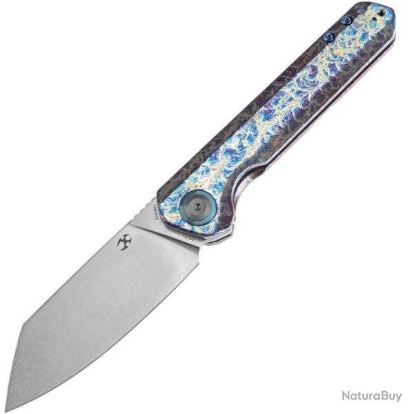 Couteau Kansept Bulldozer Lame Acier CPM 20CV Stonewash Manche Titane Lightning Strike K1028A5