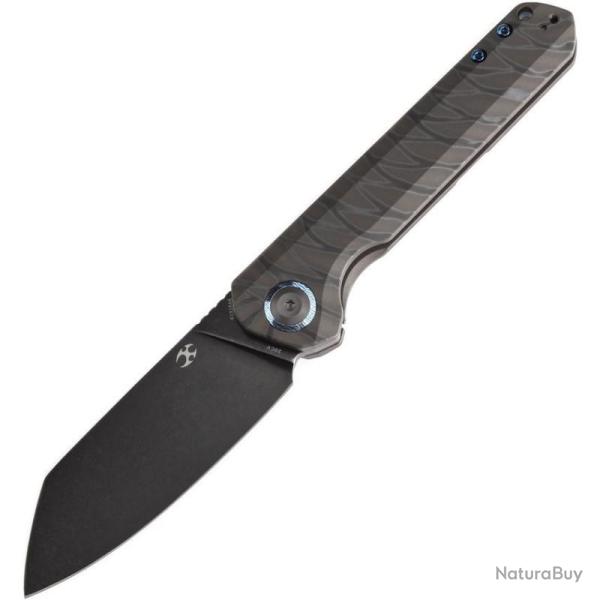 Couteau Kansept Bulldozer Lame Acier CPM 20CV Blackwash Manche Titane Tiger Stripe Framelock K1028A6