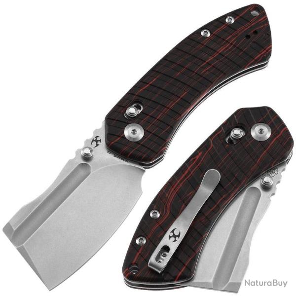 Couteau Kansept Korvid V Lame Acier D2 Manche G-Mascus Rouge Noir Crossbar Lock TE2030V6