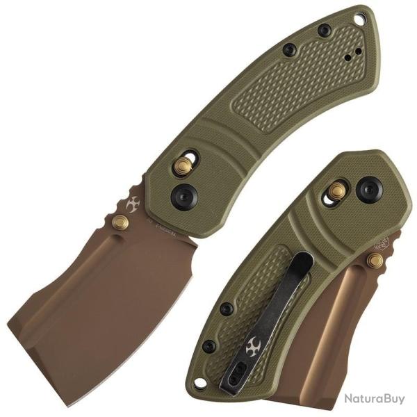 Couteau Kansept Korvid V Lame Acier D2 Manche G10 Olive Crossbar Lock TE2030V2